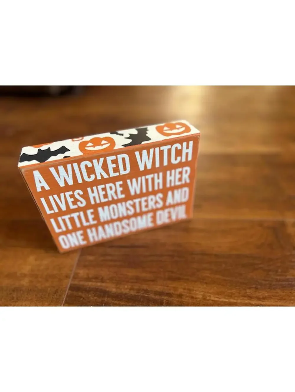 Decorative Halloween Wooden Block Signs - Set of 2